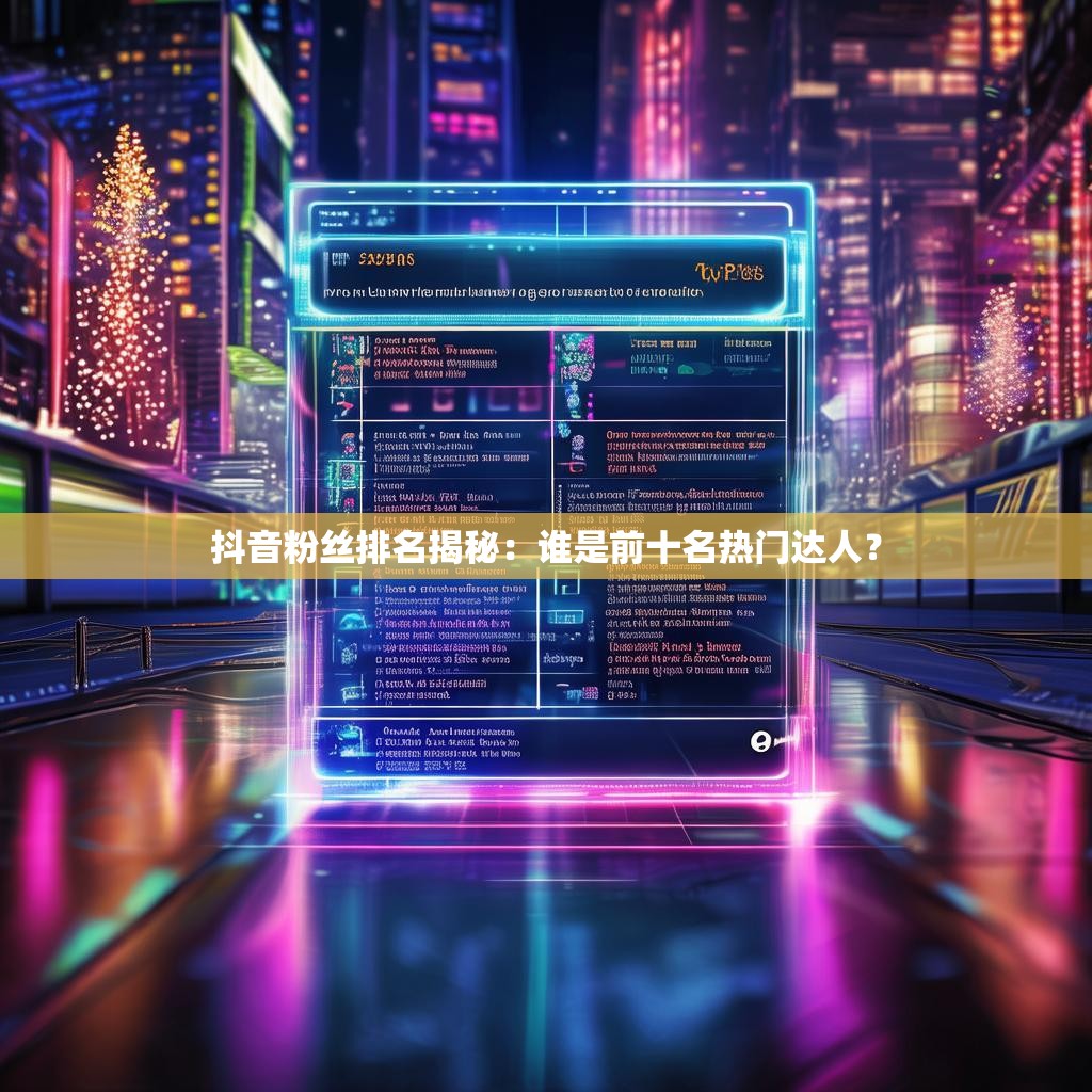 抖音粉丝排名揭秘：谁是前十名热门达人？