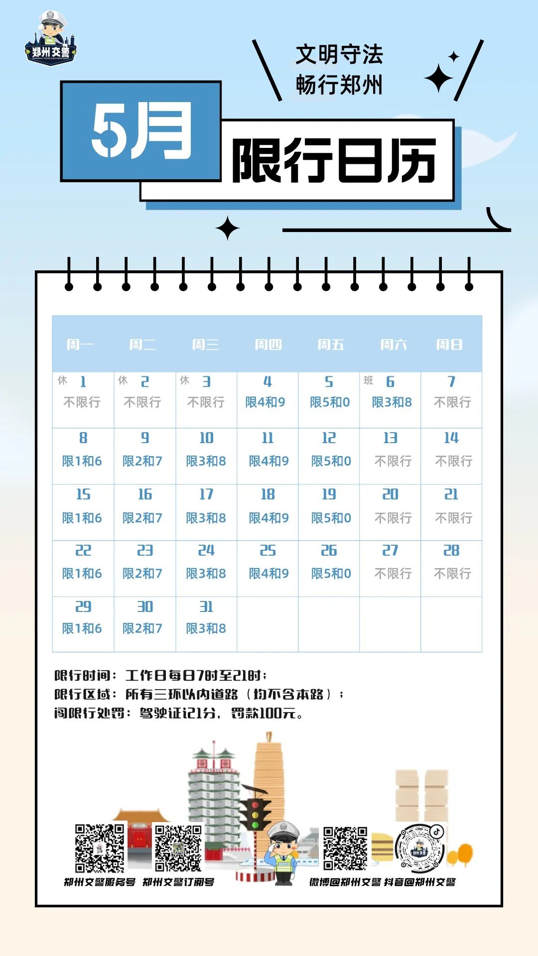 五一假期郑州放假、限行、高速免费等安排及易拥堵收费站汇总